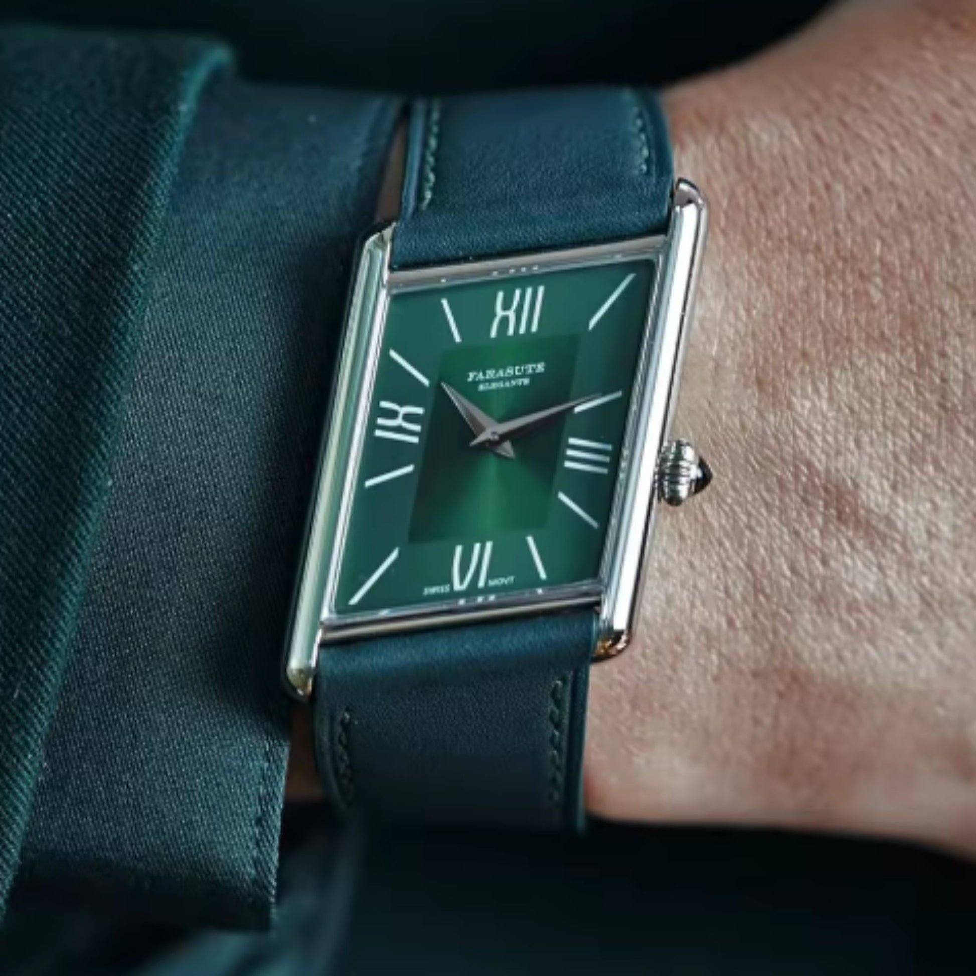 FARASUTE Men's Luxury Wristwatch with Sapphire Parallel Case - Aqua Green