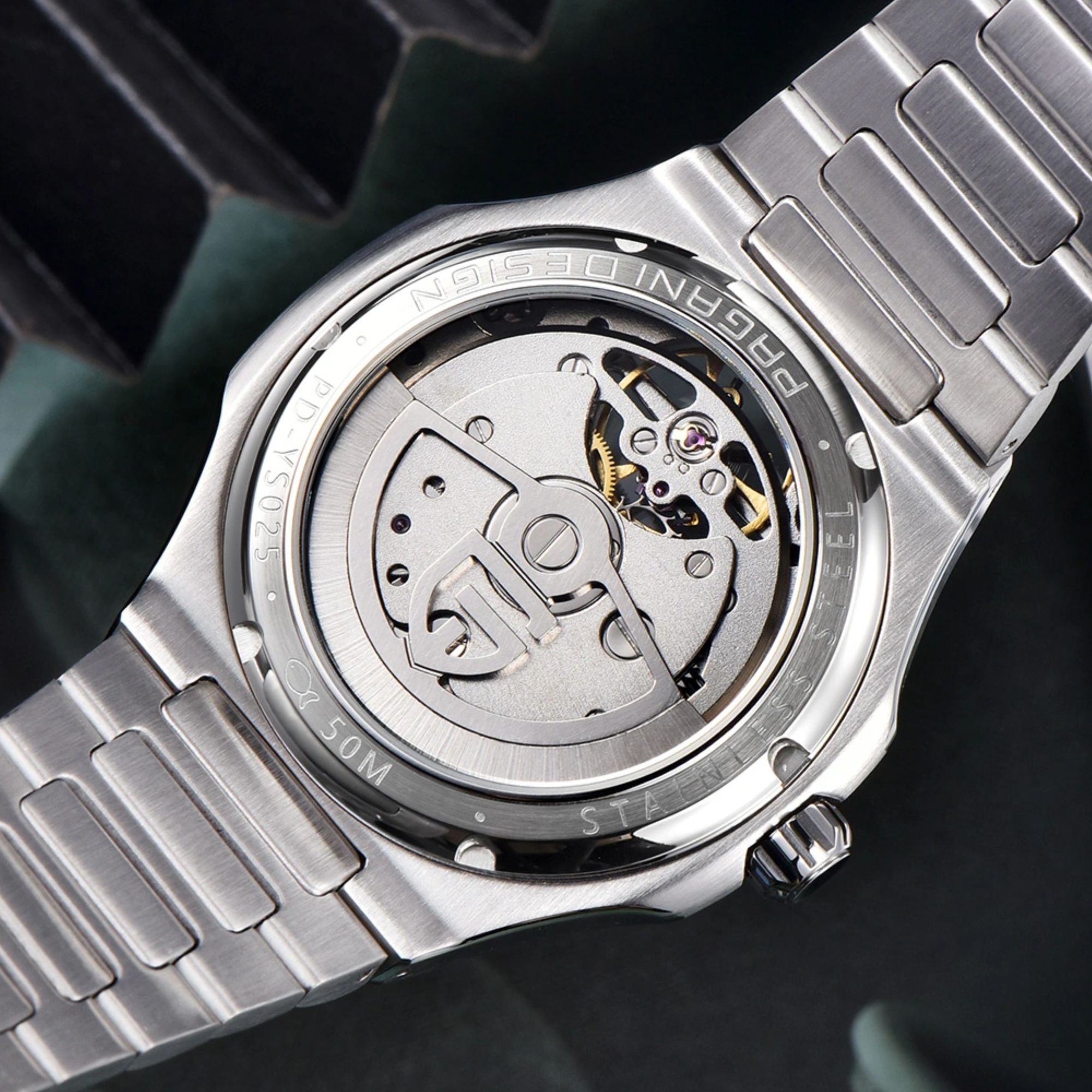 PAGANI DESIGN PD-YS025 Automatic Stainless Steel Sapphire Glass Wristwatch with open Balance Wheel