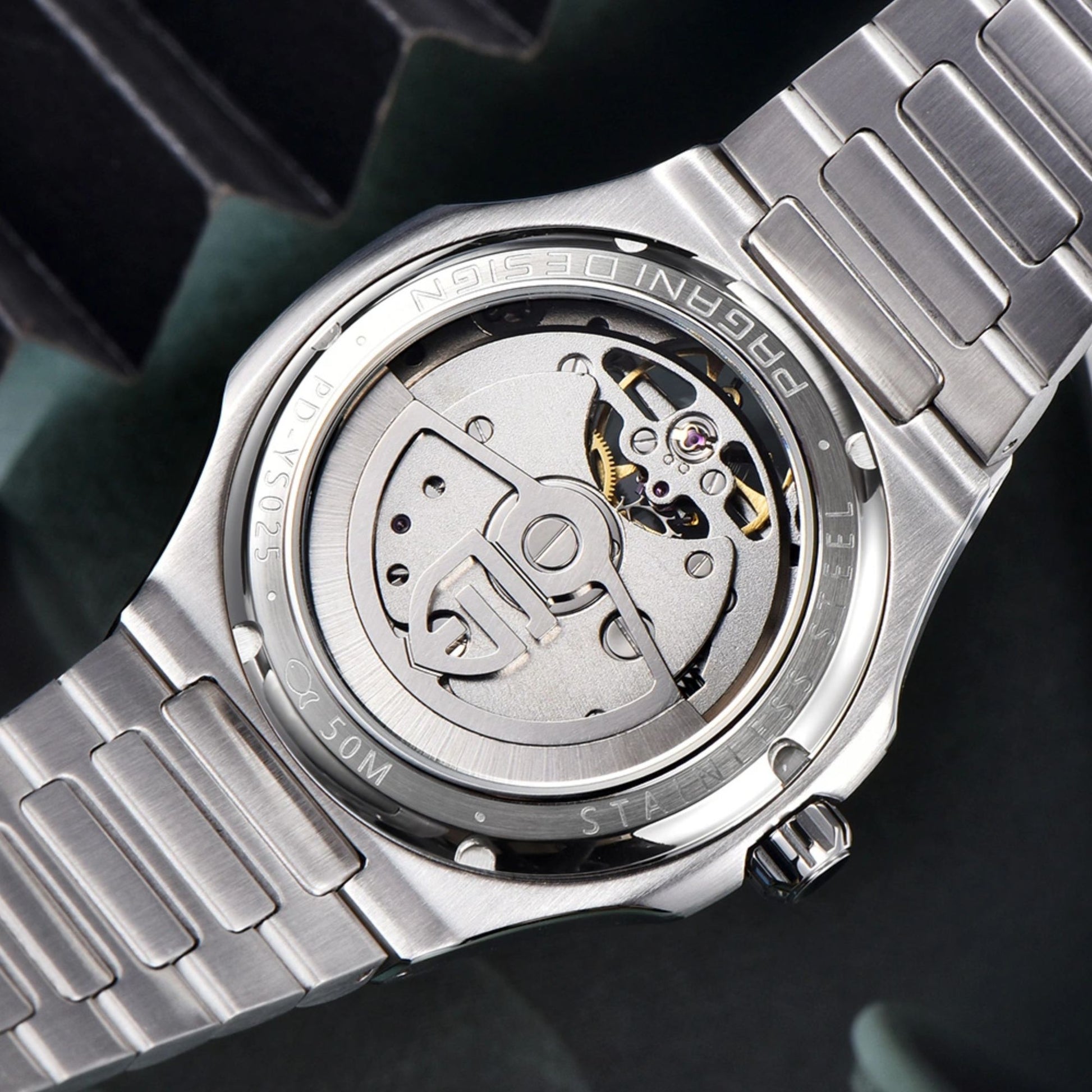 PAGANI DESIGN PD-YS025 Automatic Stainless Steel Sapphire Glass Wristwatch with open Balance Wheel