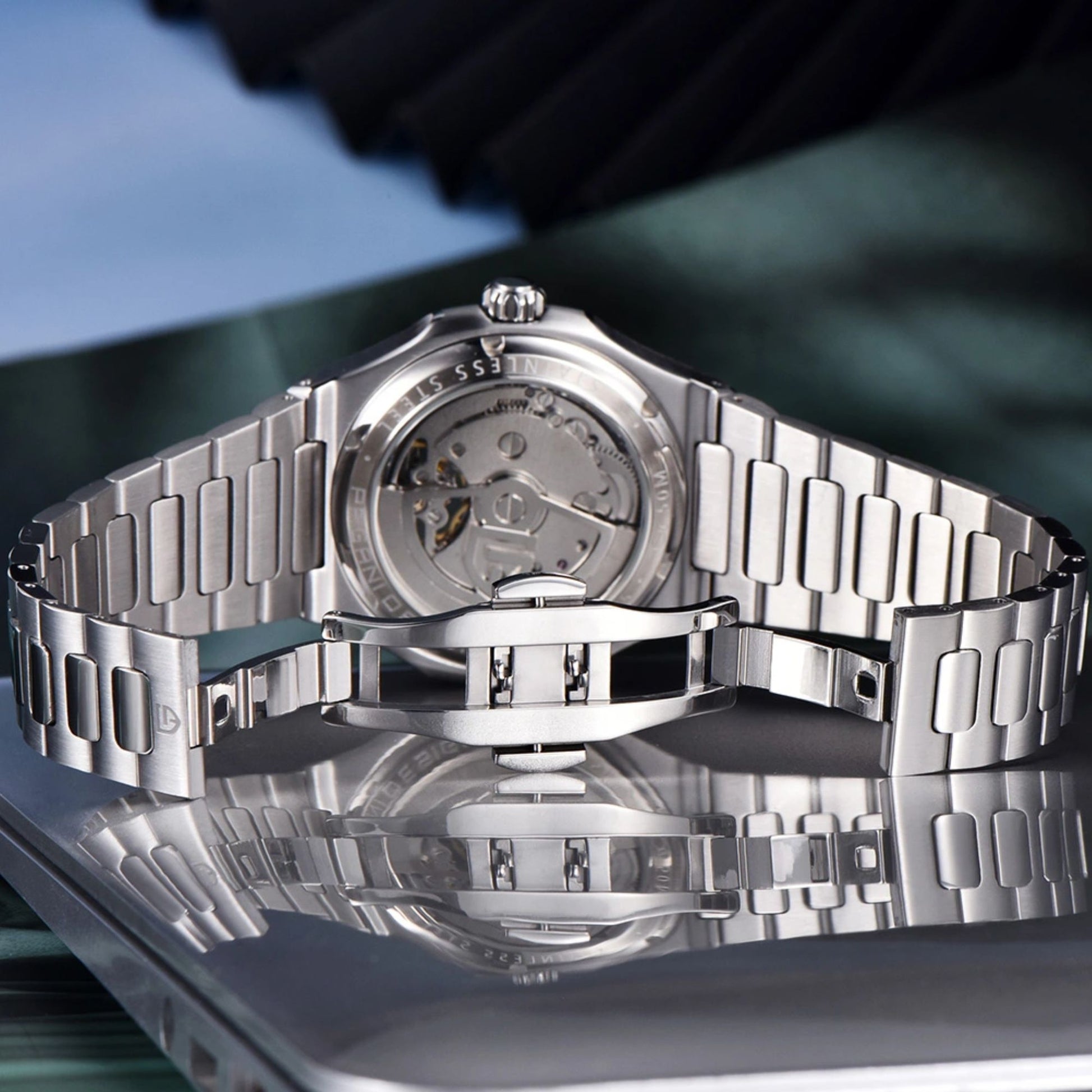 PAGANI DESIGN PD-YS025 Automatic Stainless Steel Sapphire Glass Wristwatch with open Balance Wheel