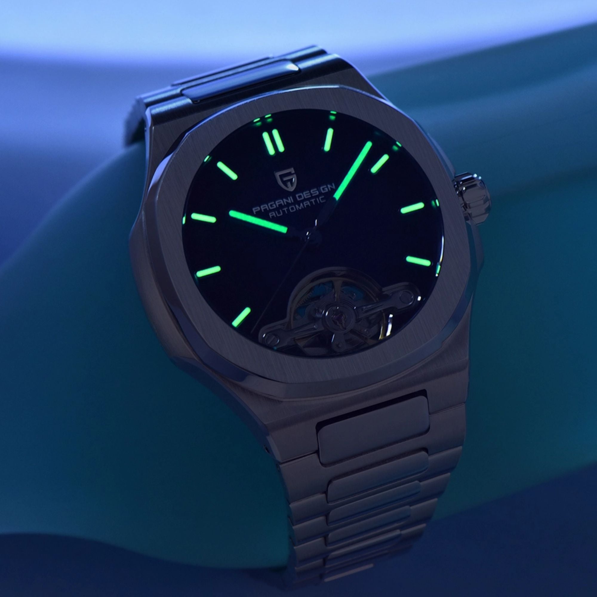 PAGANI DESIGN PD-YS025 Automatic Stainless Steel Sapphire Glass Wristwatch with open Balance Wheel
