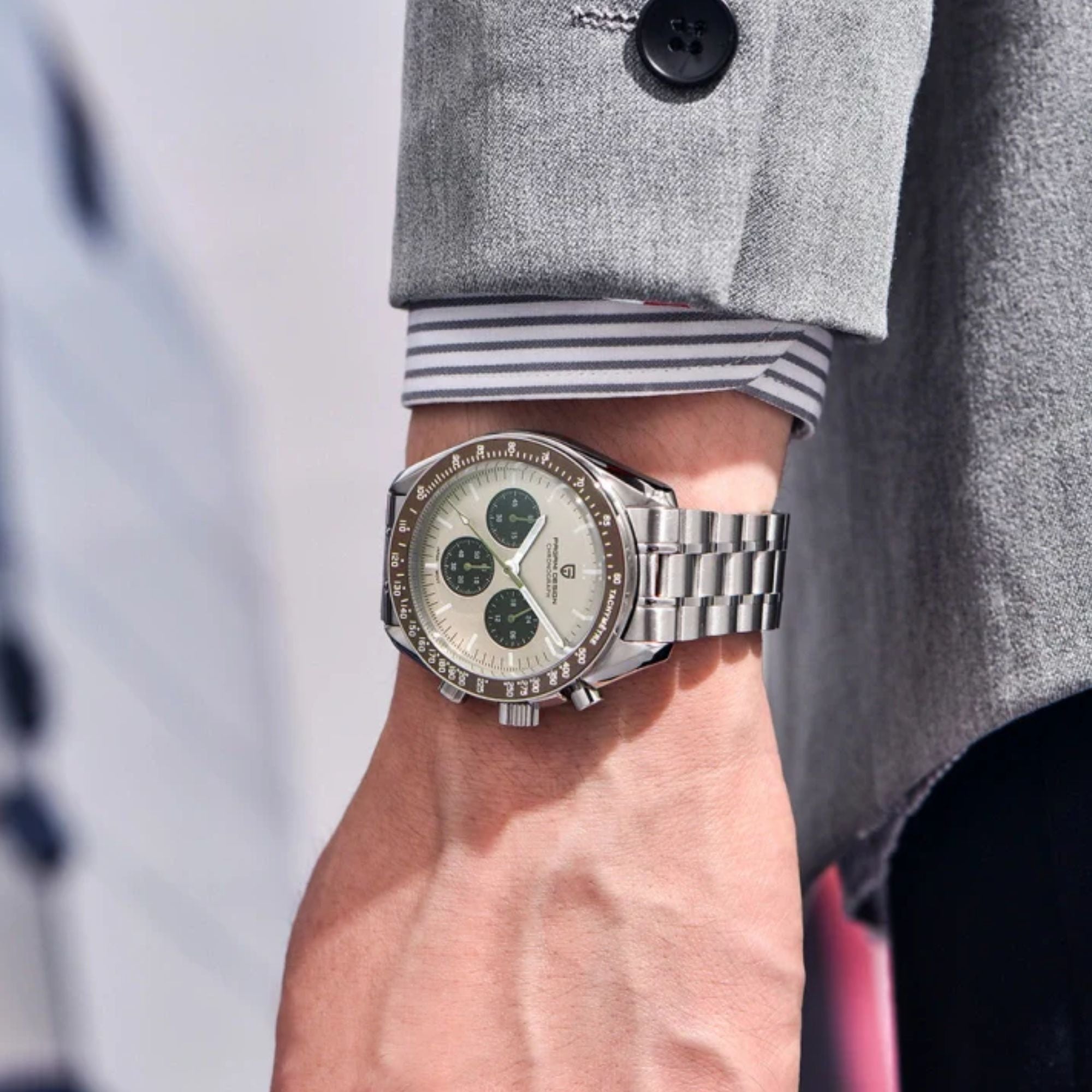 Pagani Design PD-1701 Moonwatch Men's 40mm Seiko VK63 Chronograph Quartz Watch Sapphire Crystal 100m Waterproof Luminous Watch