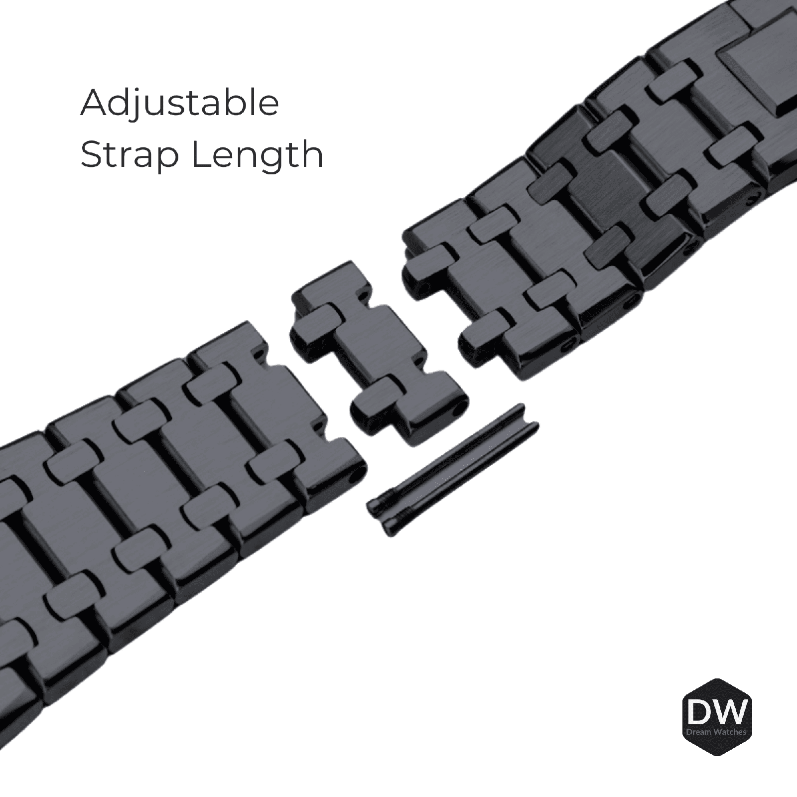 Mod Kit Metal Watchband and Metal Case for G-shock GM-2100 and GM-2110/B-2100 " Casioak" (Black Silver Bracelet)