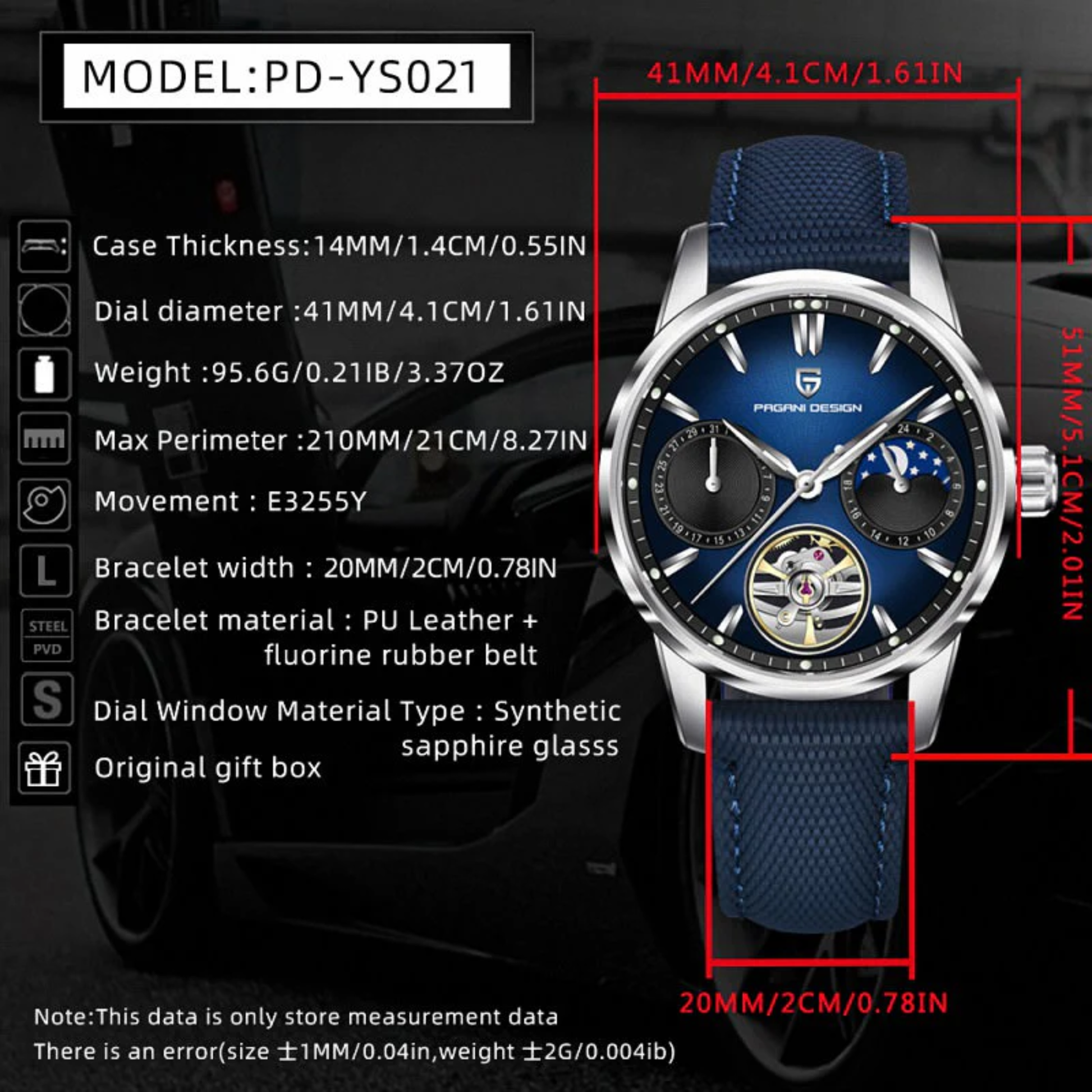 Pagani Design PD-YS021 Men's 41MM 100M Waterproof Automatic Mechanical - DREAM WATCHES