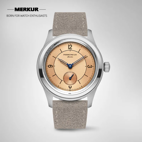Pierre Paulin business LEVEE series Handwinding Watch Sector Dial Salmon silver dial Vintage Casual Watch Mens watch dream-watches.com india