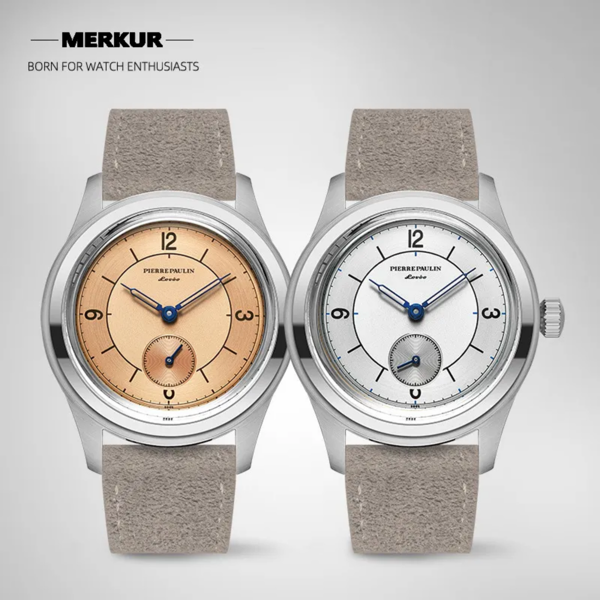 Pierre Paulin business LEVEE series Handwinding Watch Sector Dial Salmon silver dial Vintage Casual Watch Mens watch dream-watches.com india