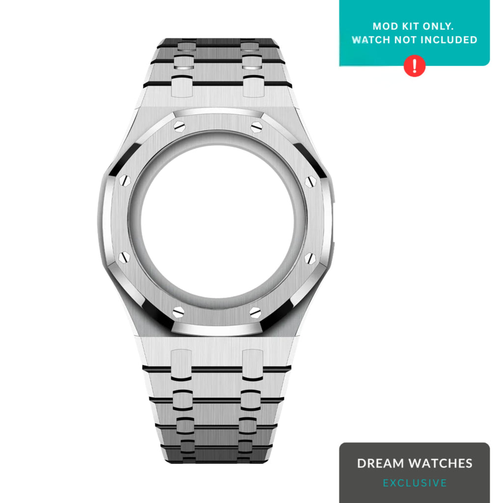 AP Swatch Watch Strap | Stainless Steel Case Stainless Steel Bracelet | Butterfly clasp (Silver) Crown At 3 Postion