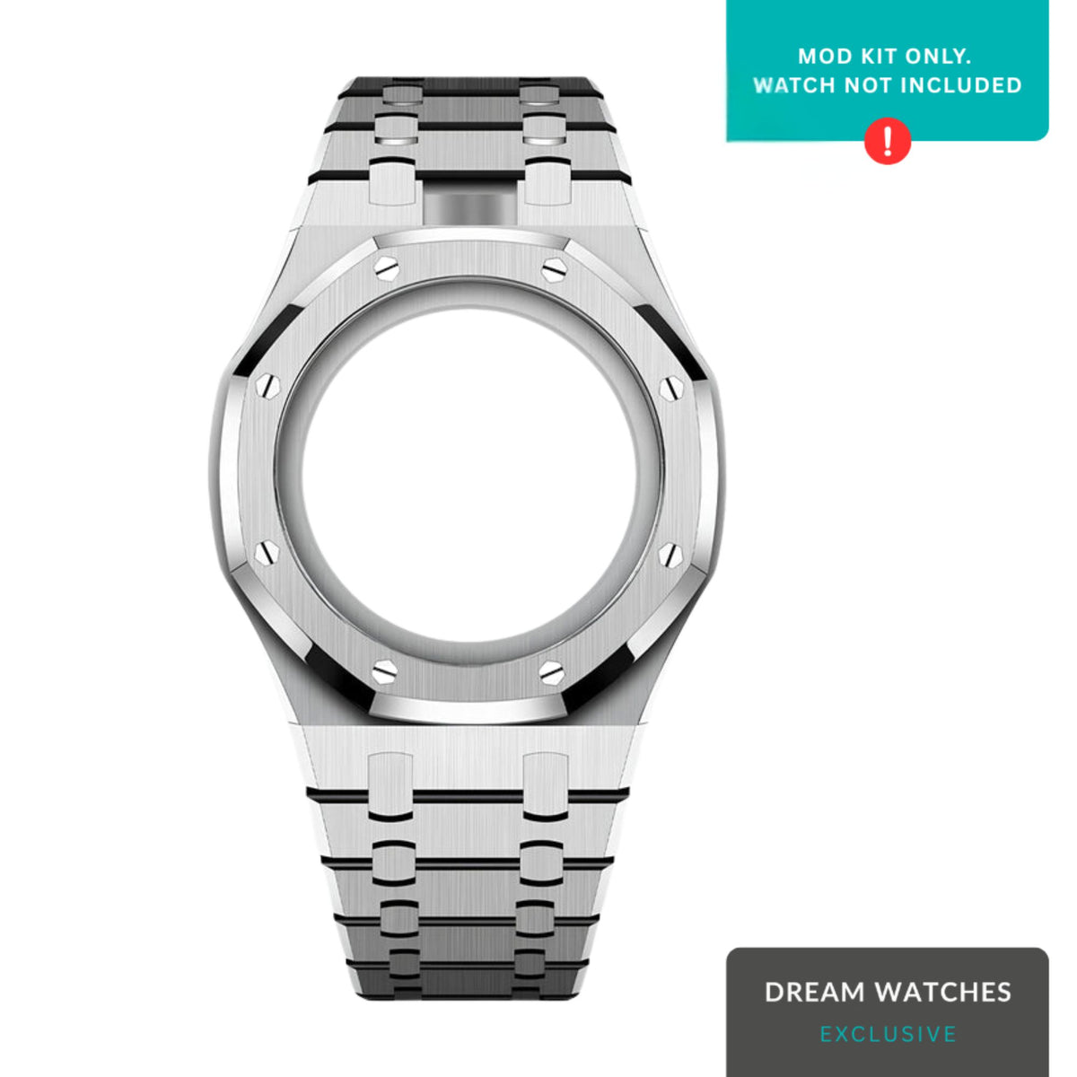 AP Swatch Watch Strap Stainless Steel Case | Stainless Steel Bracelet  | Butterfly Clasp (Silver) Crown At 12 Postion