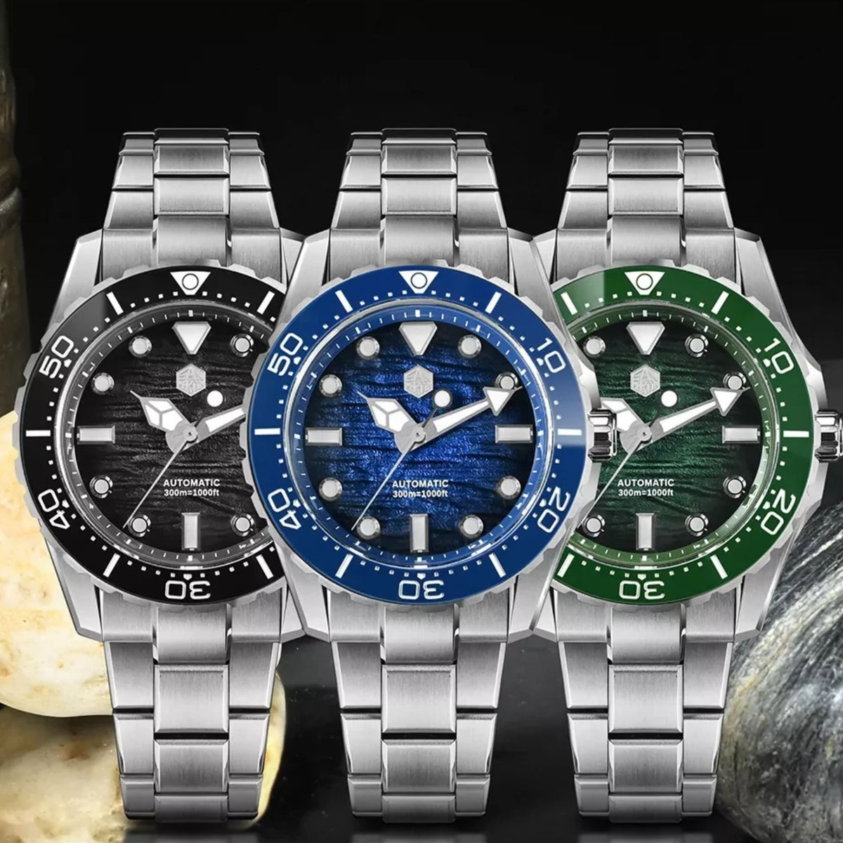 San Martin SN0154-G 40mm Dive Watch Automatic ST2130 Waterproof 300m Gradient dial BGW-X1 Luminous