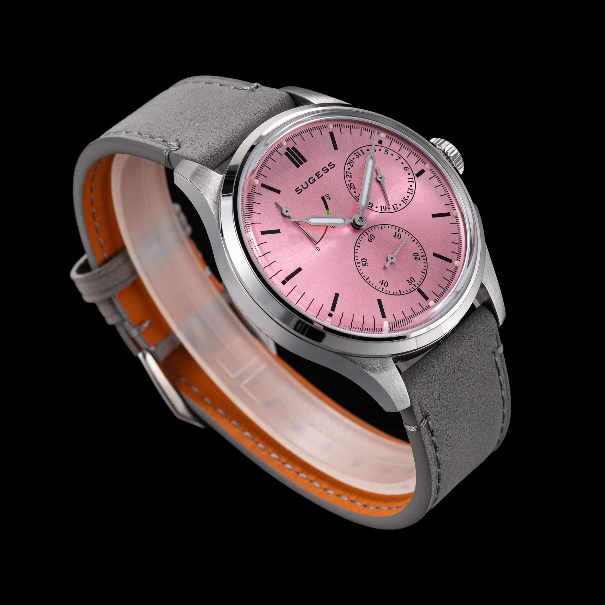 Sugess S458 Pink Dial Stainless-Steel Automatic