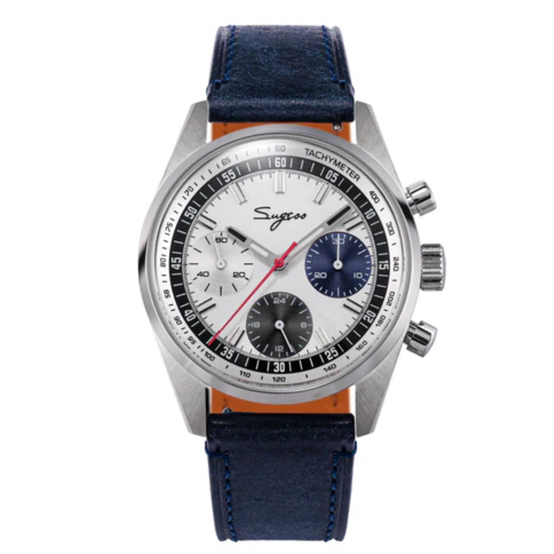Sugess S465 Chronograph Stainless Steel Special Dial Silver Hand Blue Strap