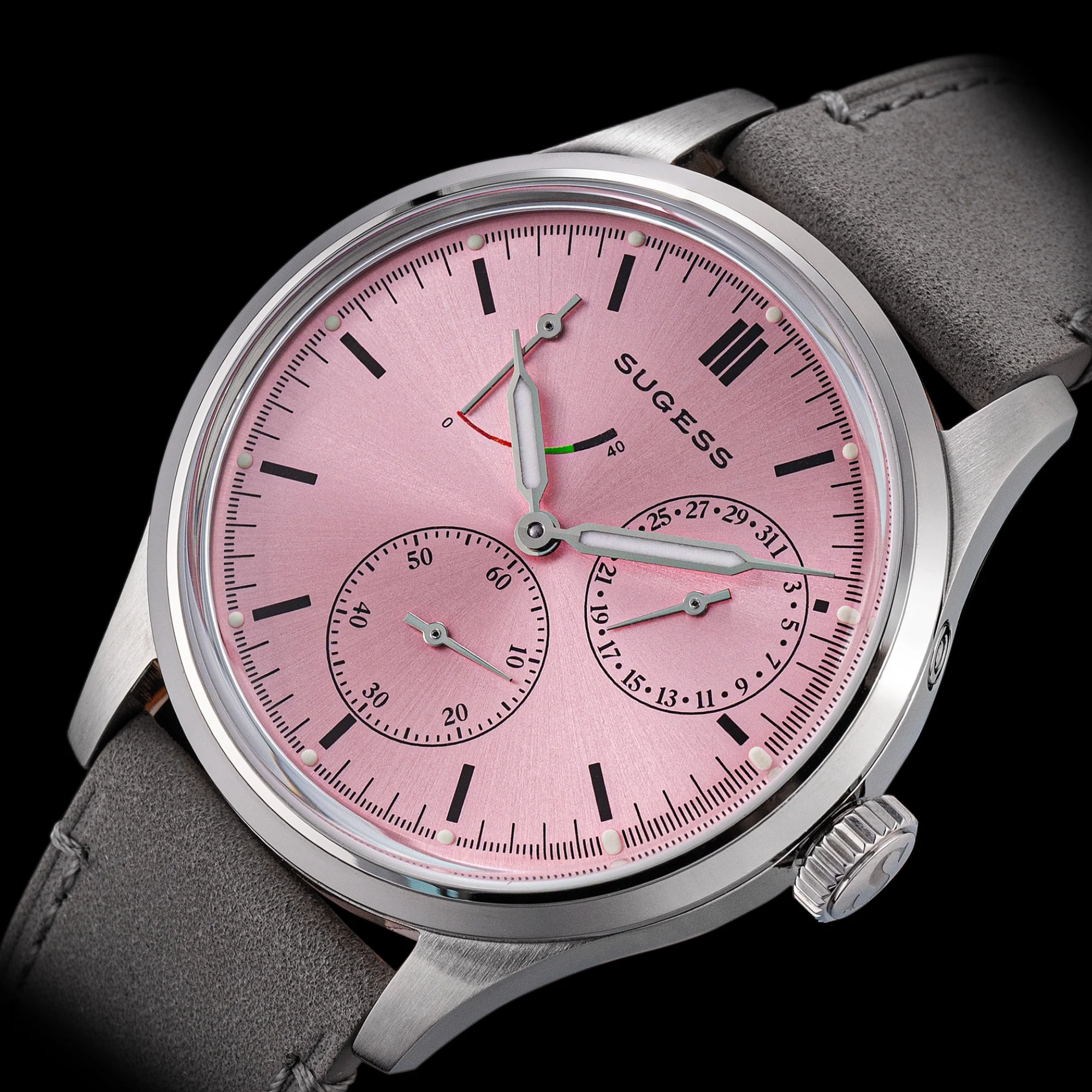 Sugess S458 Pink Dial Stainless-Steel Automatic