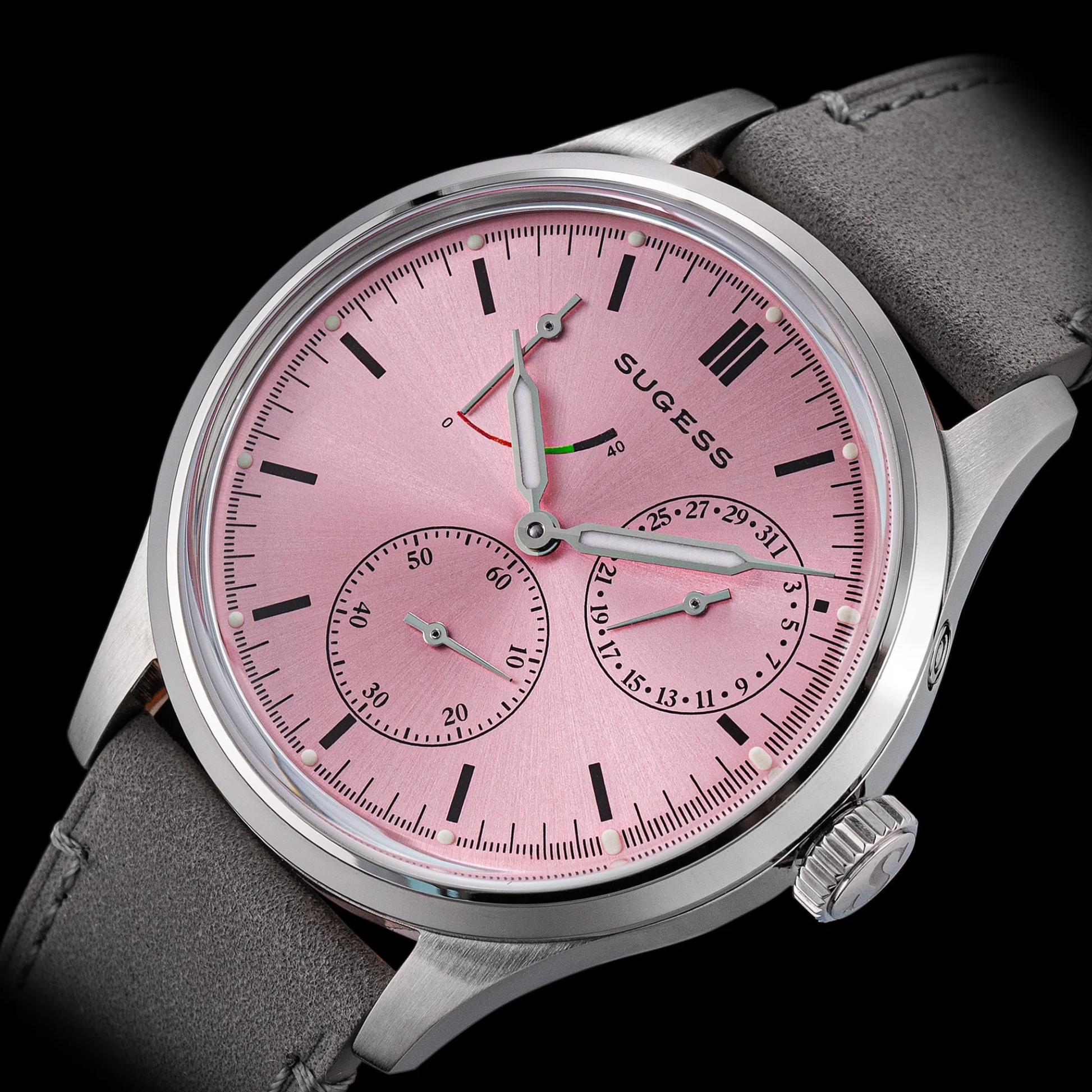 Sugess S458 Pink Dial Stainless-Steel Automatic