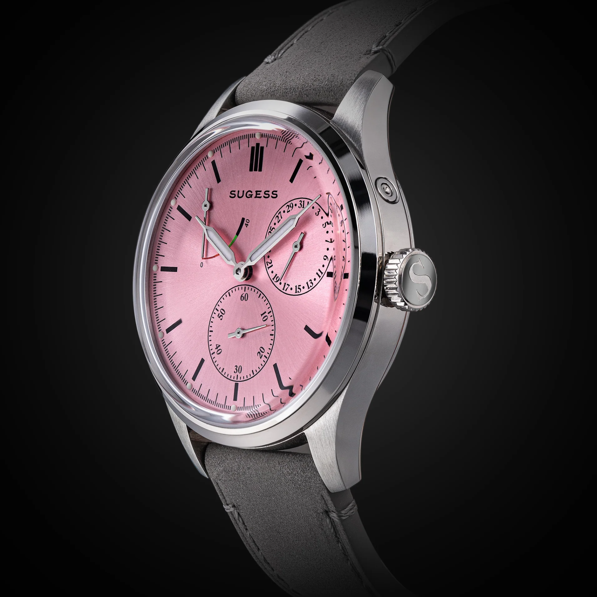 Sugess S458 Pink Dial Stainless-Steel Automatic