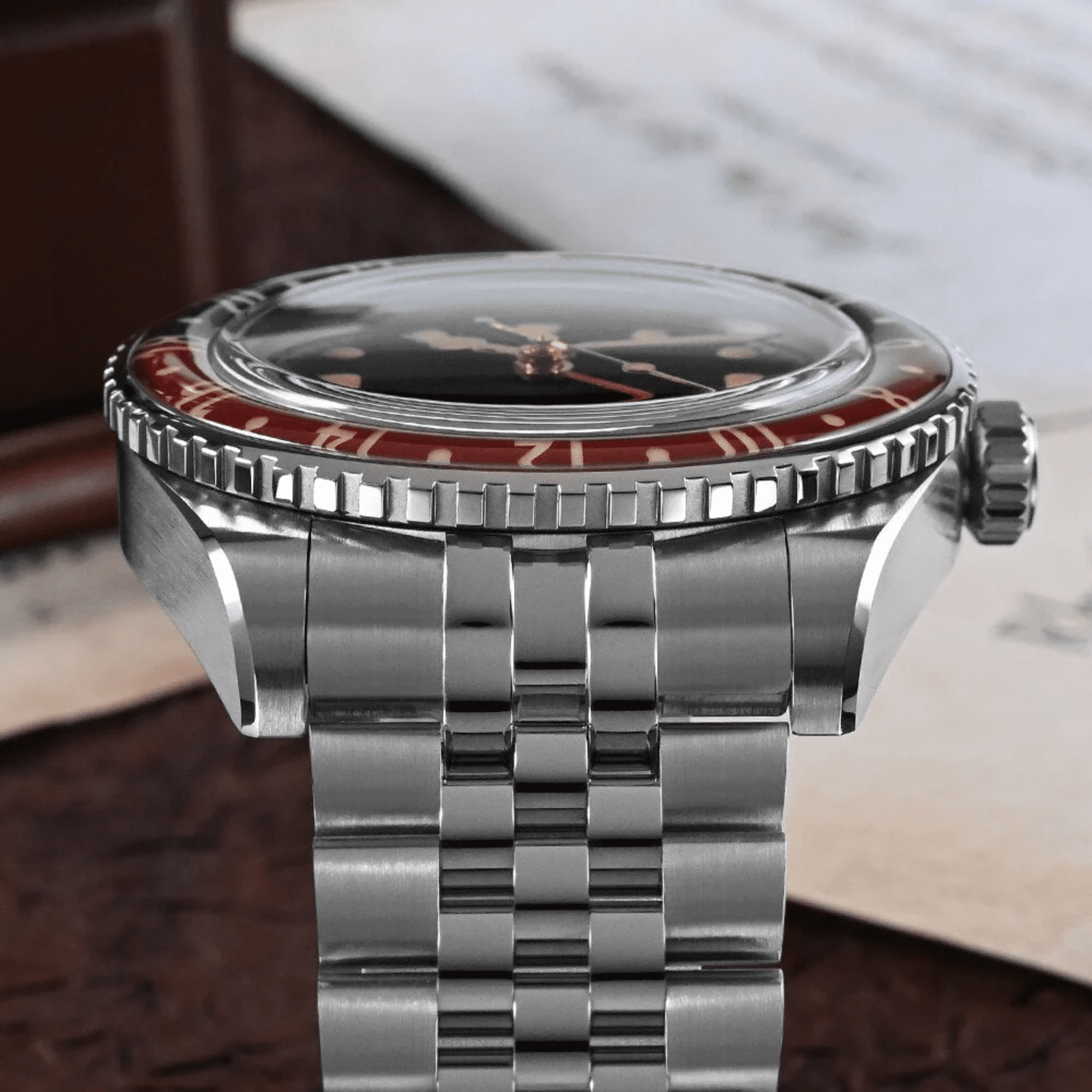 San Martin Vintage GMT Watch SN005-G2 - Black san martin watches india online