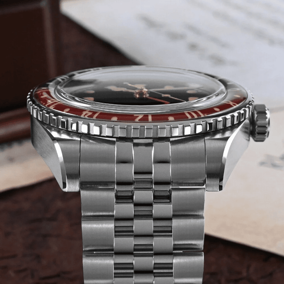 San Martin Vintage GMT Watch SN005-G2 - Black san martin watches india online