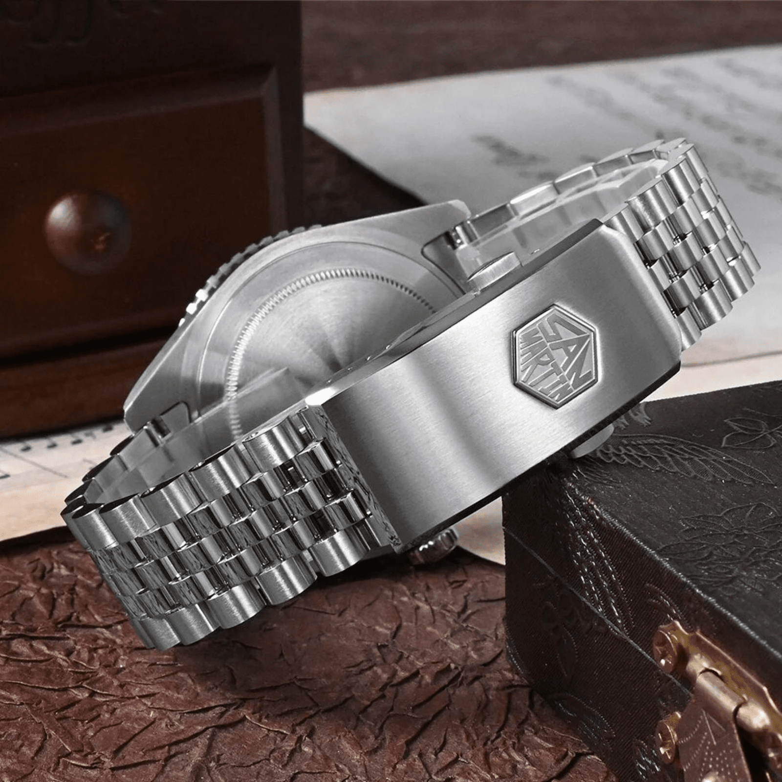 San Martin Vintage GMT Watch SN005-G2 - Black san martin watches india online