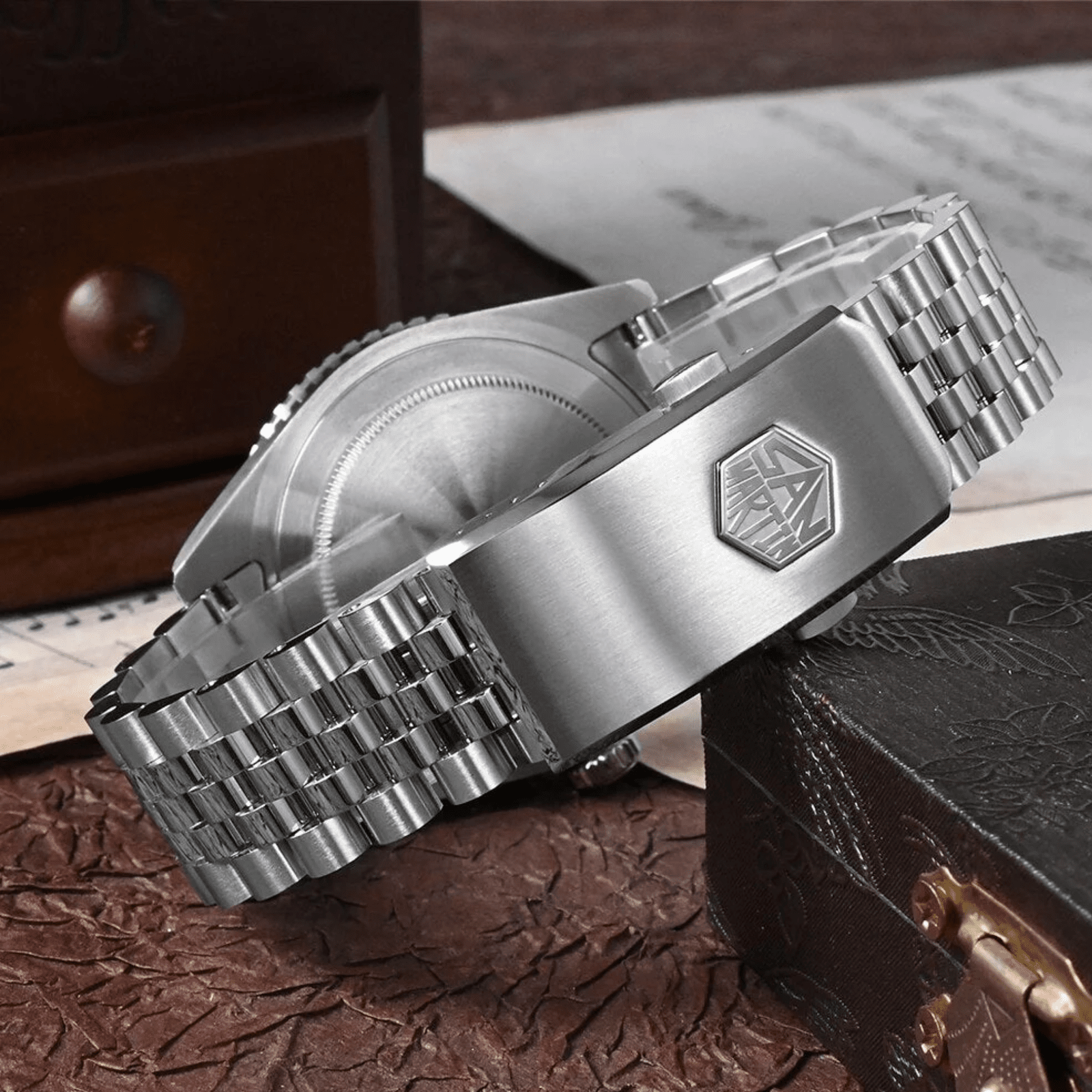 San Martin Vintage GMT Watch SN005-G2 - White san martin watches india online