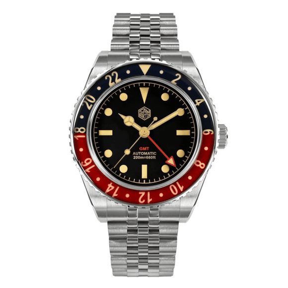 San Martin Vintage GMT Watch SN005-G2 - Black san martin watches india online