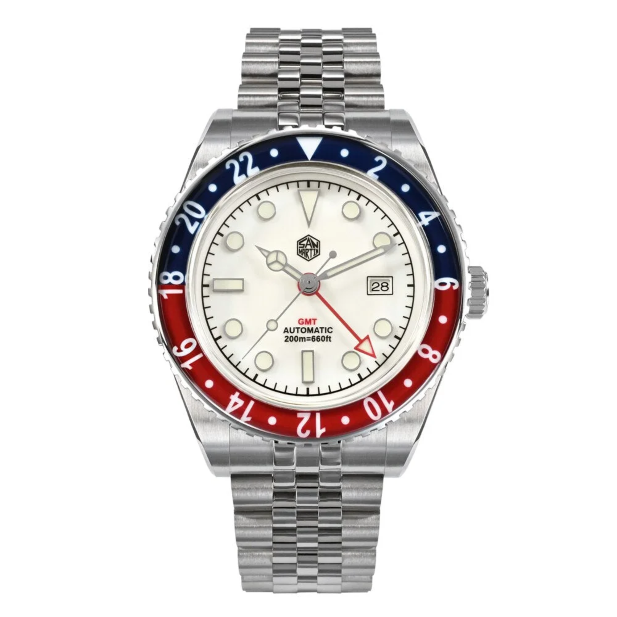 San Martin Vintage GMT Watch SN005-G4 - White san martin watches india online