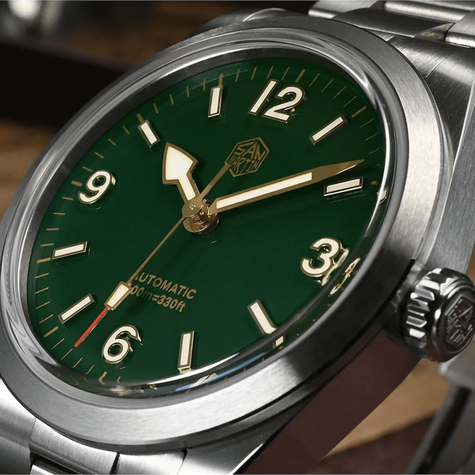 San Martin 38mm Enamel Dial Explore Watch SN0107-G4 - Green san martin watches india online