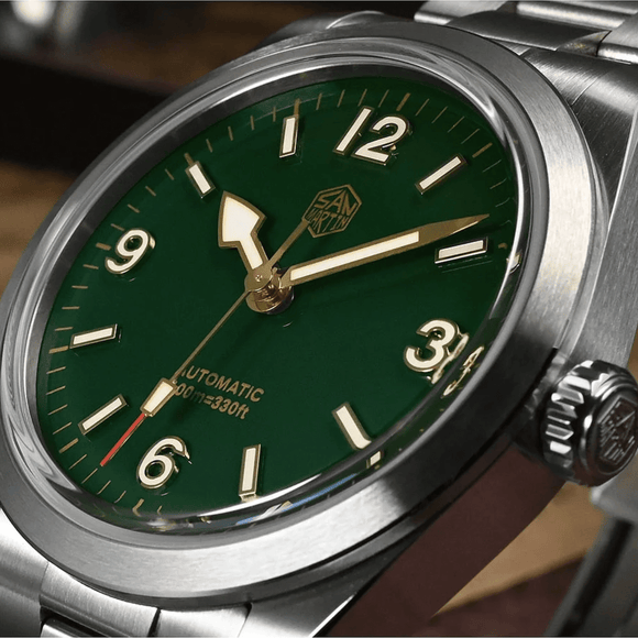 San Martin 38mm Enamel Dial Explore Watch SN0107-G4 - Green san martin watches india online