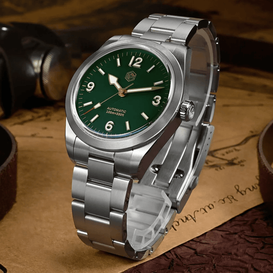 San Martin 38mm Enamel Dial Explore Watch SN0107-G4 - Green san martin watches india online