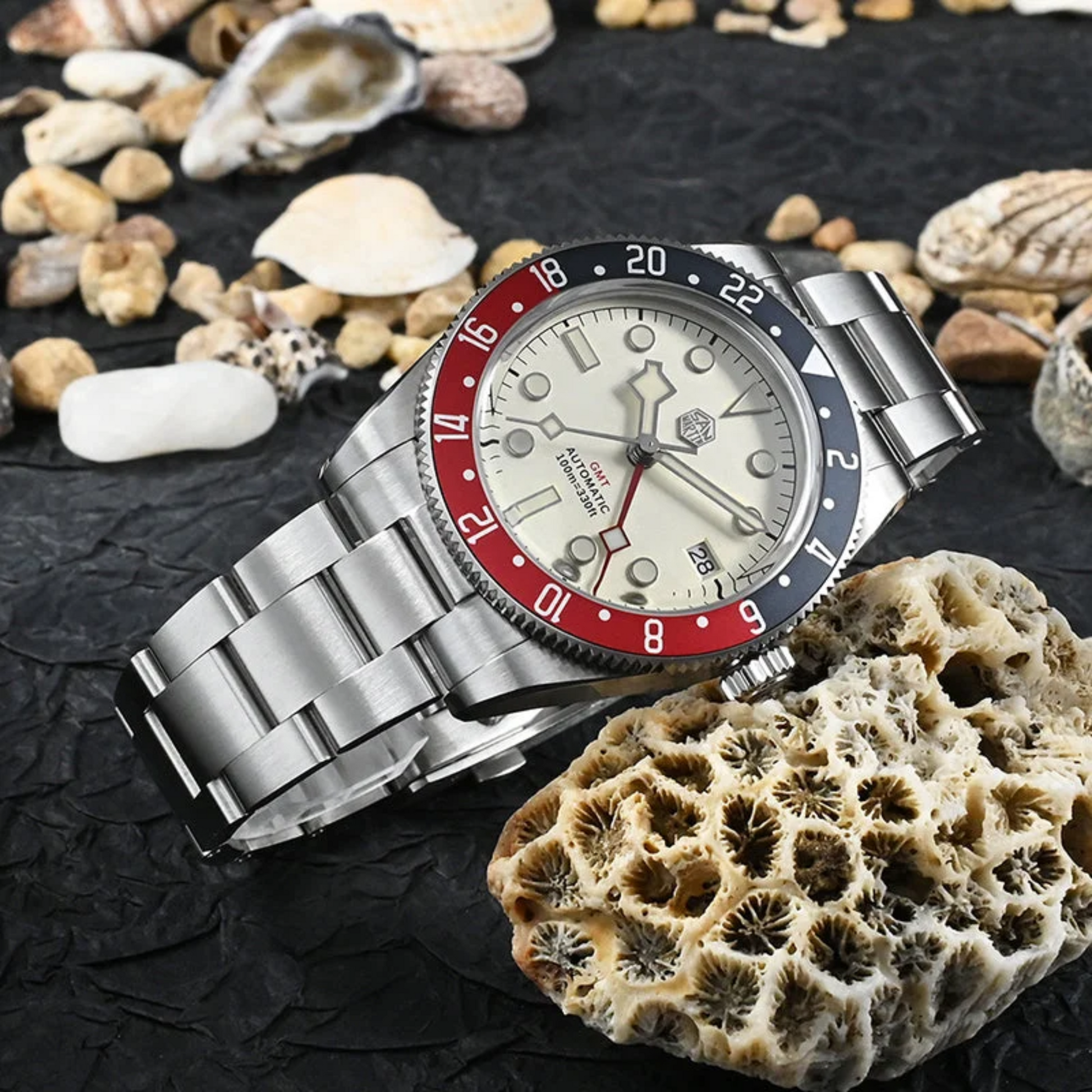 San Martin NH34 BB58 GMT Watch SN0109 - White Dial