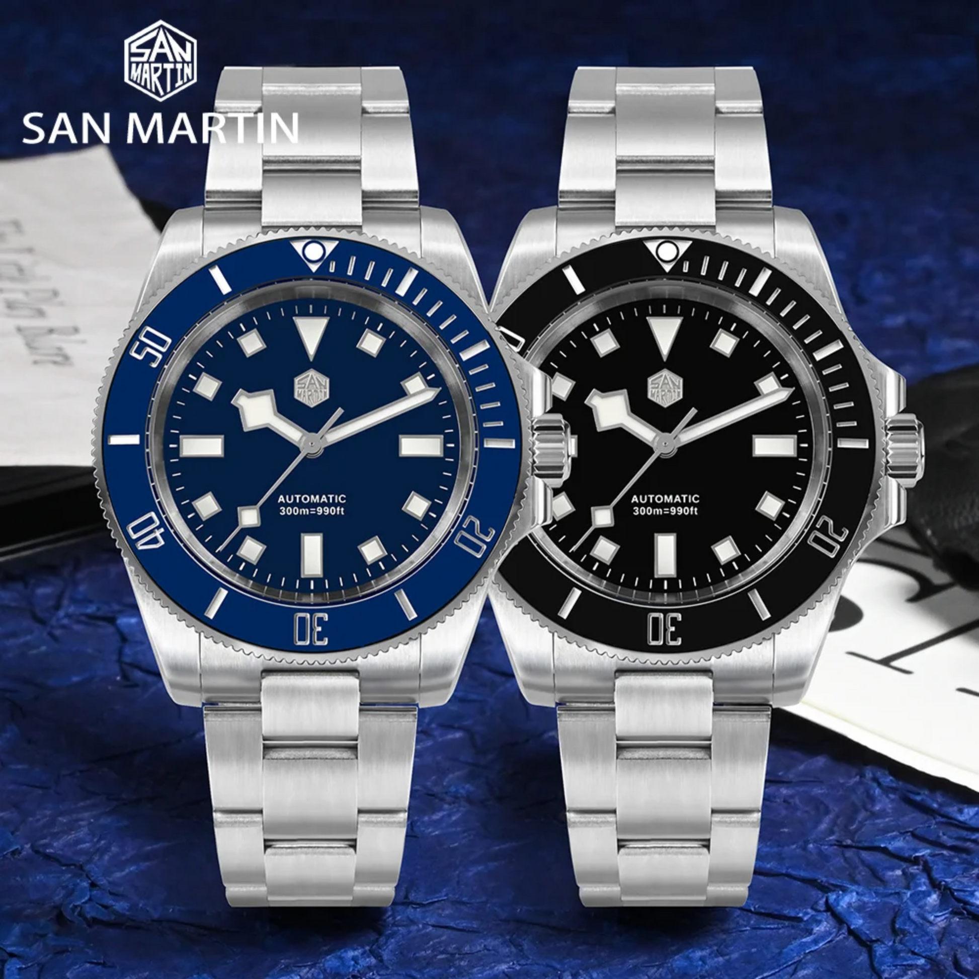 San Martin New Diver Watch Classic Snowflake Hands SN0111G - Blue san martin watches india online