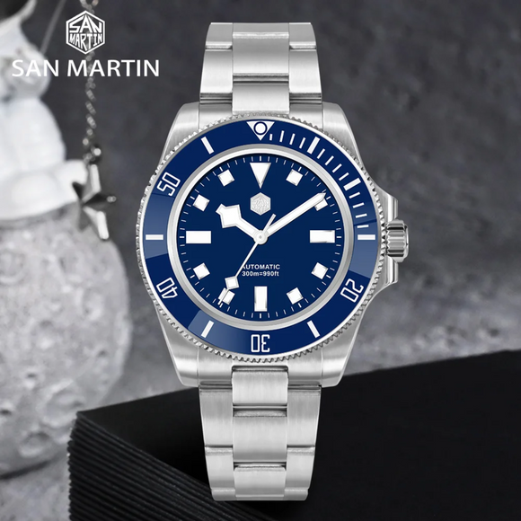 San Martin New Diver Watch Classic Snowflake Hands SN0111G - Blue san martin watches india online