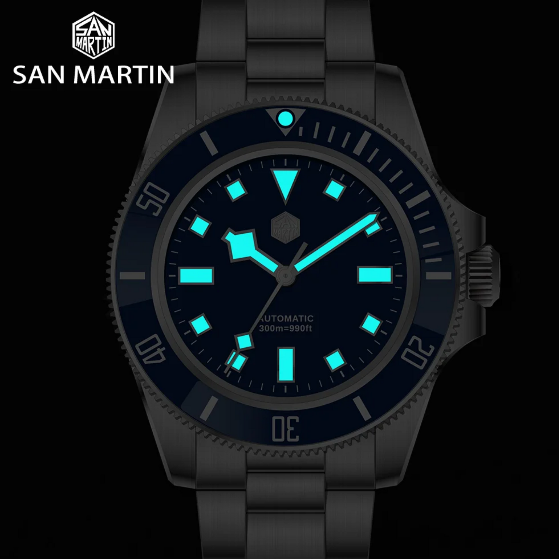 San Martin New Diver Watch Classic Snowflake Hands SN0111G - Blue san martin watches india online