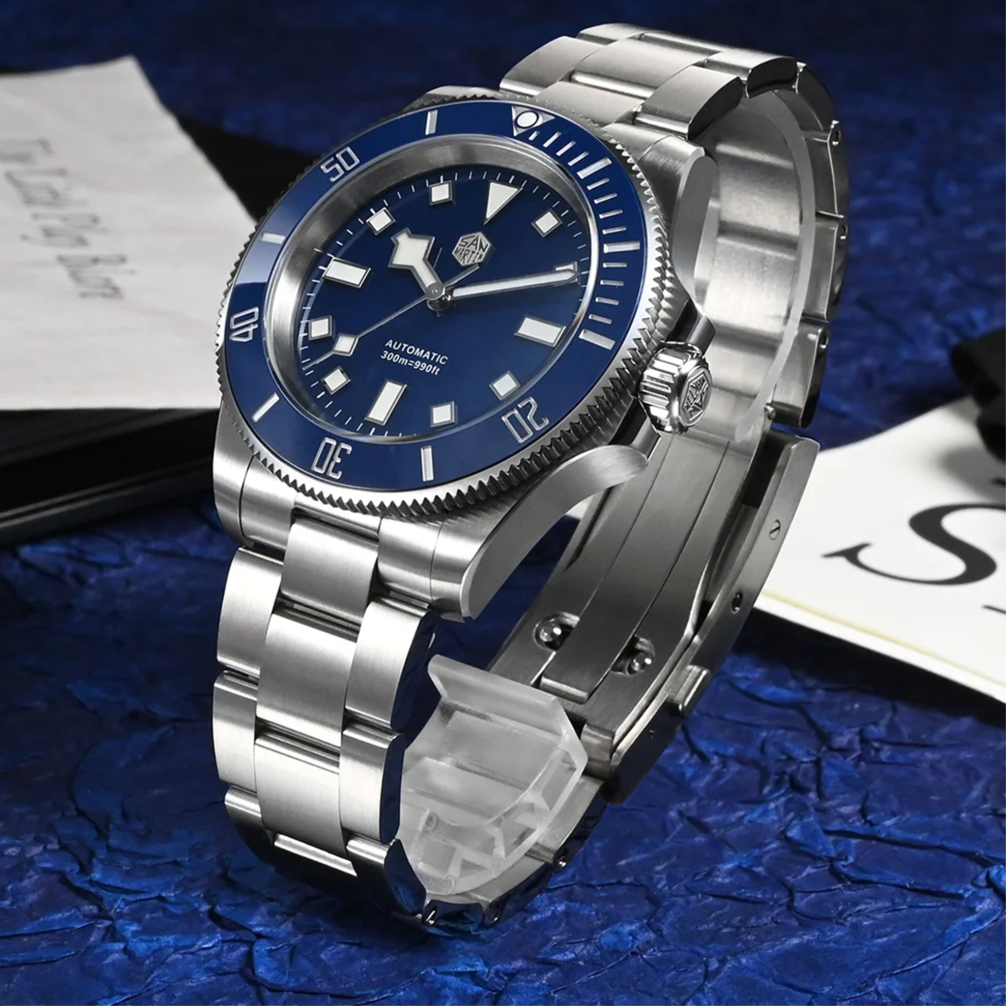 San Martin New Diver Watch Classic Snowflake Hands SN0111G - Blue san martin watches india online
