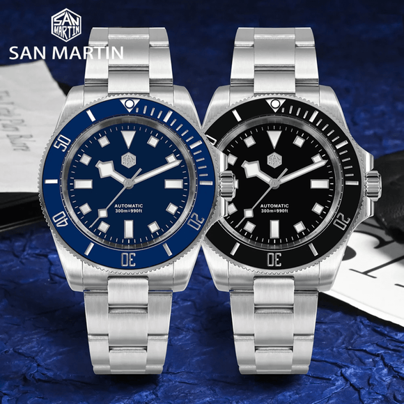 San Martin New Diver Watch Classic Snowflake Hands SN0111G - Black san martin watches india online
