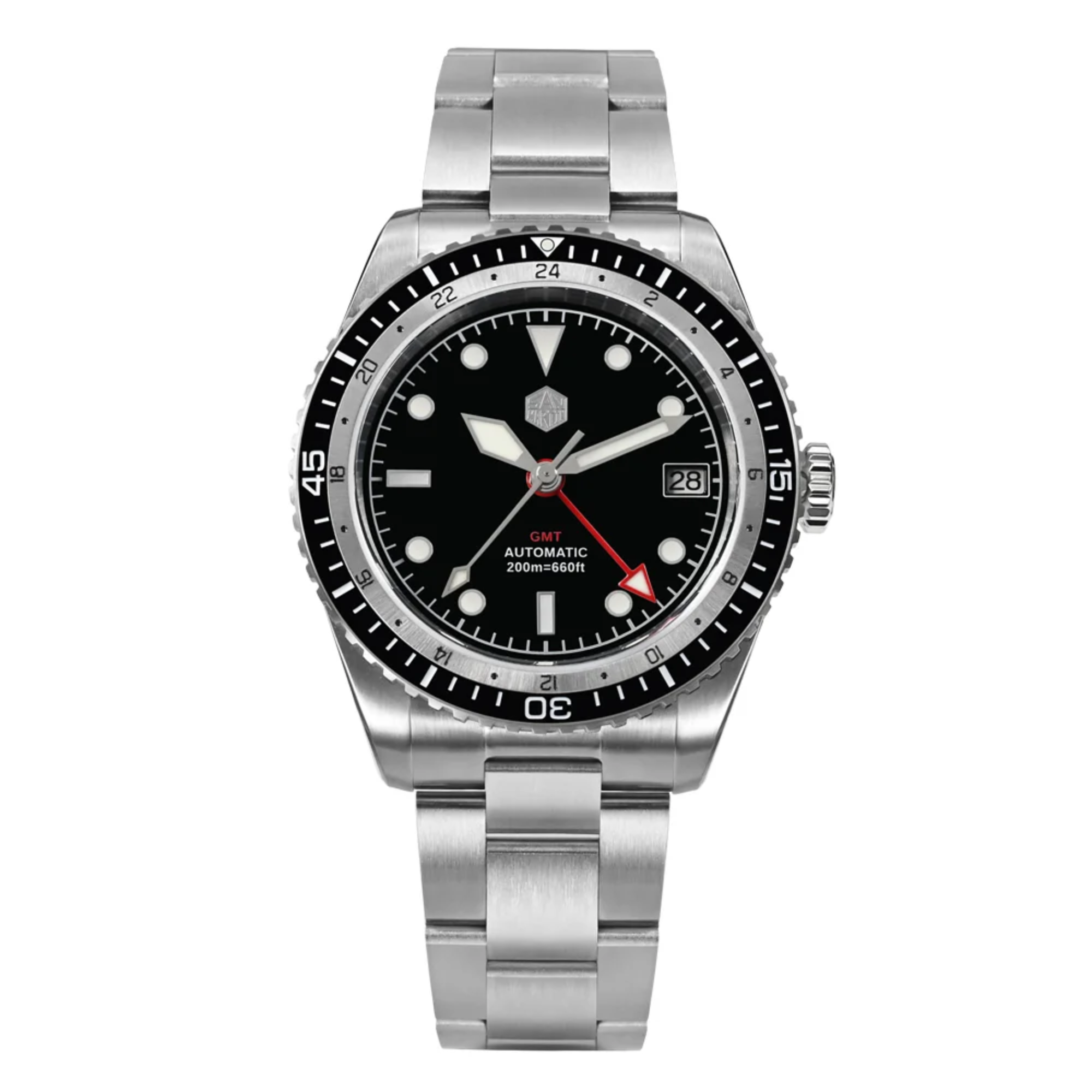 San Martin NH34 GMT Bidirectional Bezel Light Date SN0112G - Black Bezel san martin watches india online