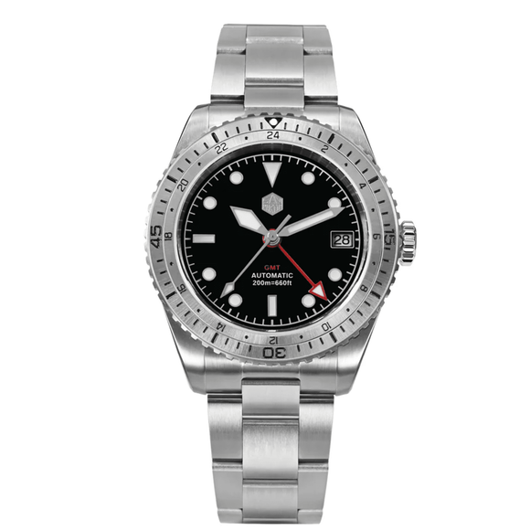 San Martin NH34 GMT Bidirectional Bezel Light Date SN0112G - Steel Bezel san martin watches india online