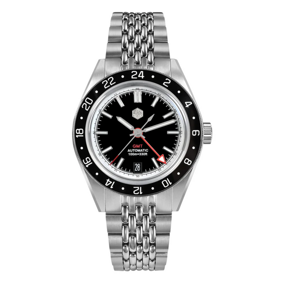 San Martin New Original Design Men Watch 39.5mm GMT SN0116 - Black san martin watches india online