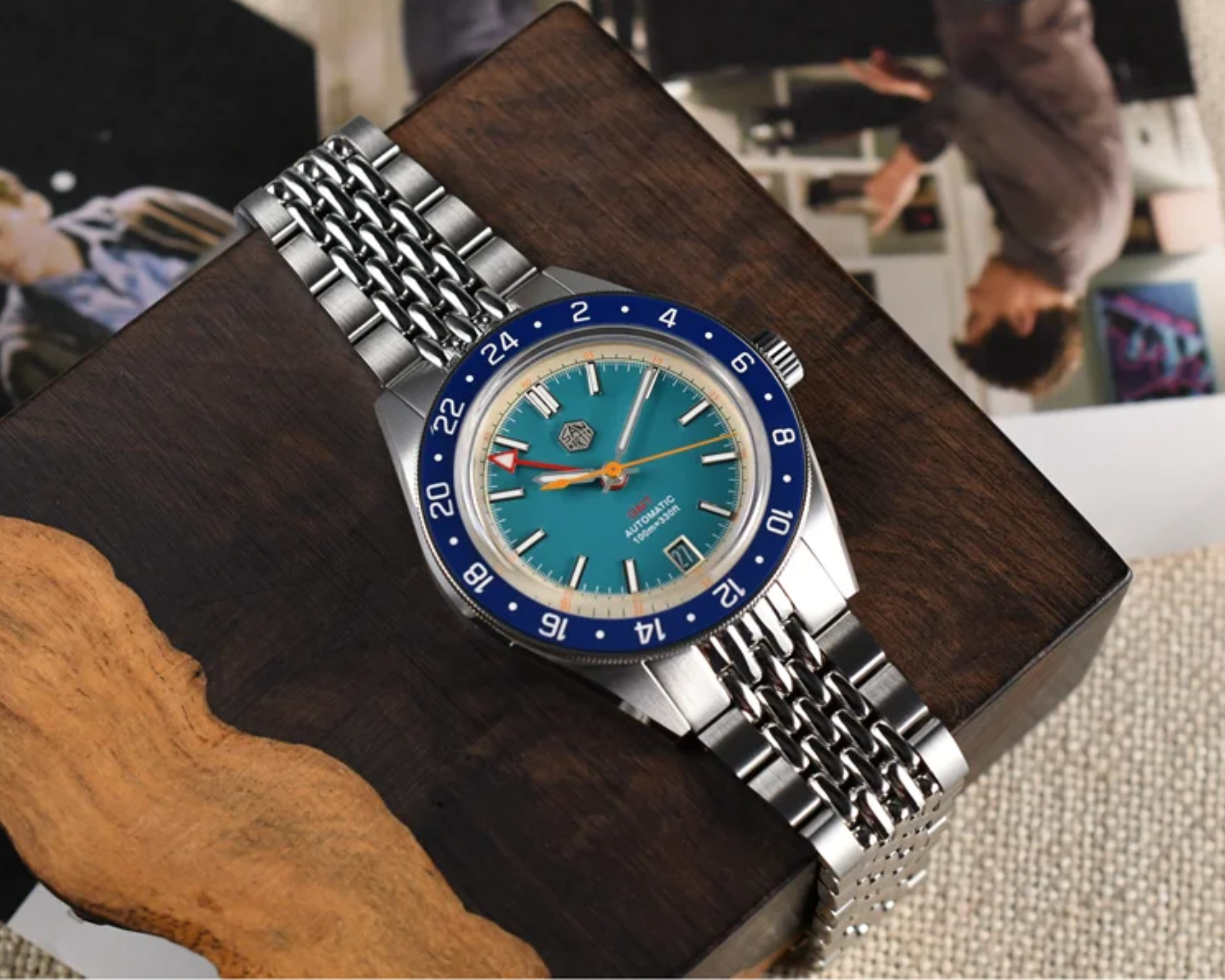 San Martin New Original Design Men Watch GMT SN0116 Blue