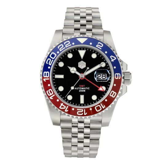 San Martin GMT Luxury Men Watch SN015 - Red Blue "Pepsi" san martin watches india online