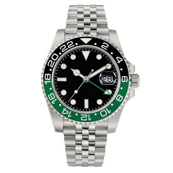 San Martin GMT Luxury Men Watch SN015 - Green Black 