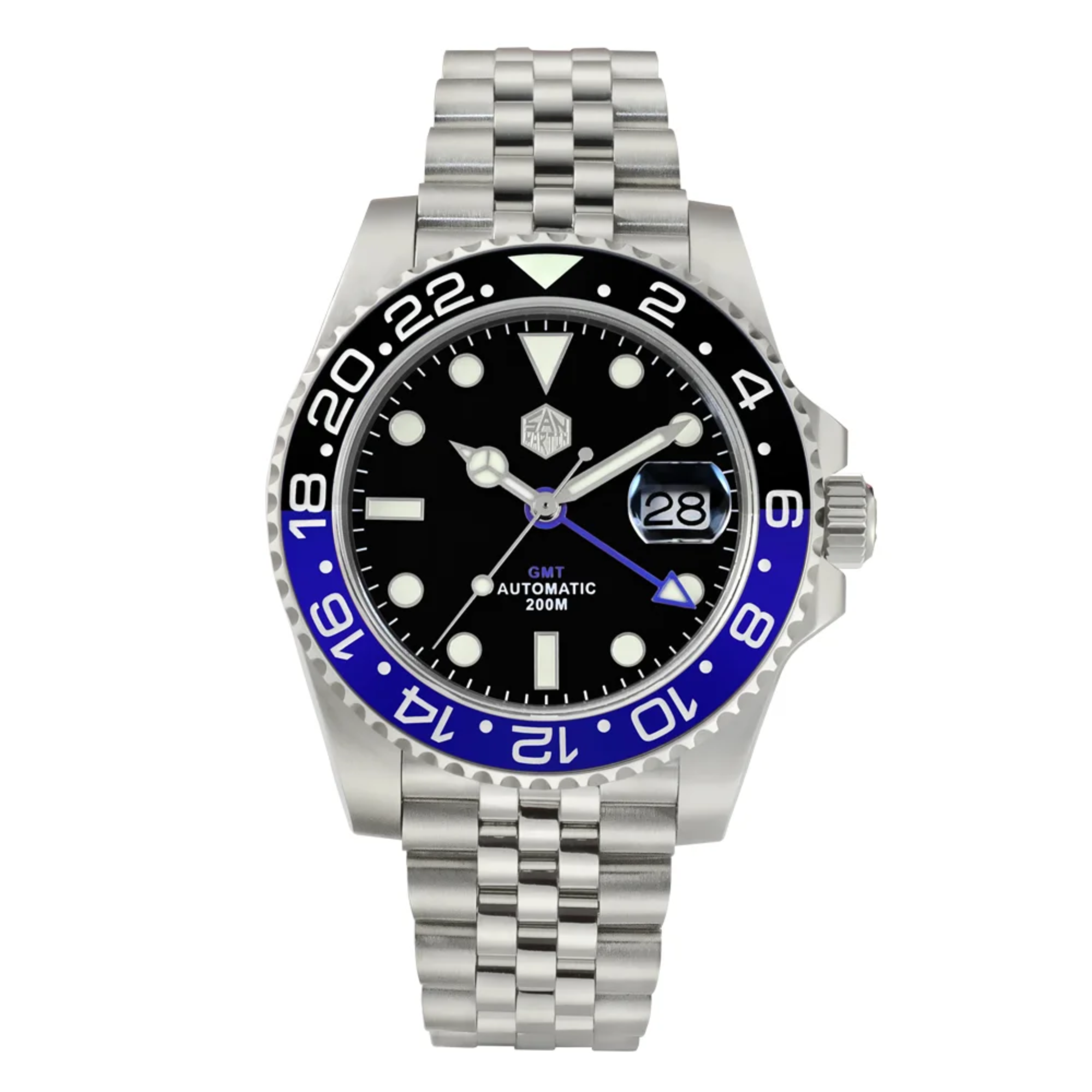 San Martin GMT Luxury Men Watch SN015 - Blue Black san martin watches india online