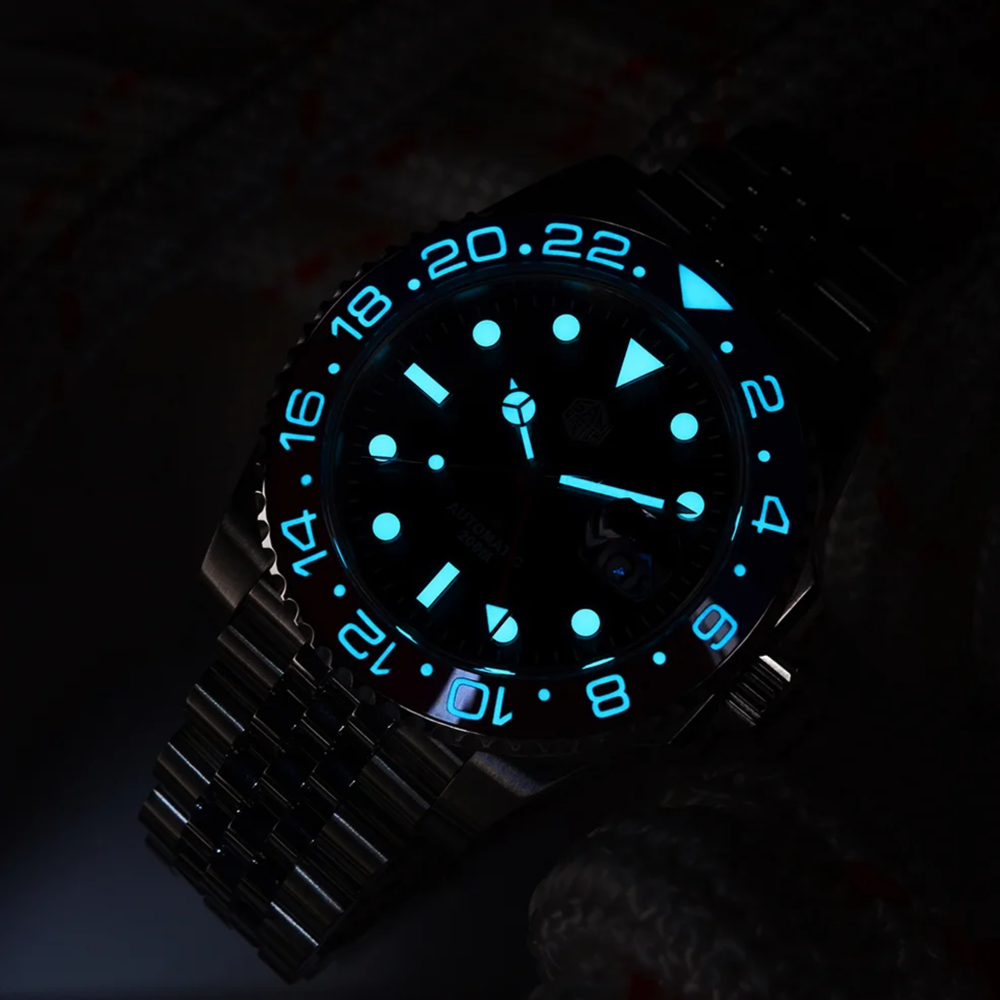 San Martin GMT Luxury Men Watch SN015 - Blue Black san martin watches india online