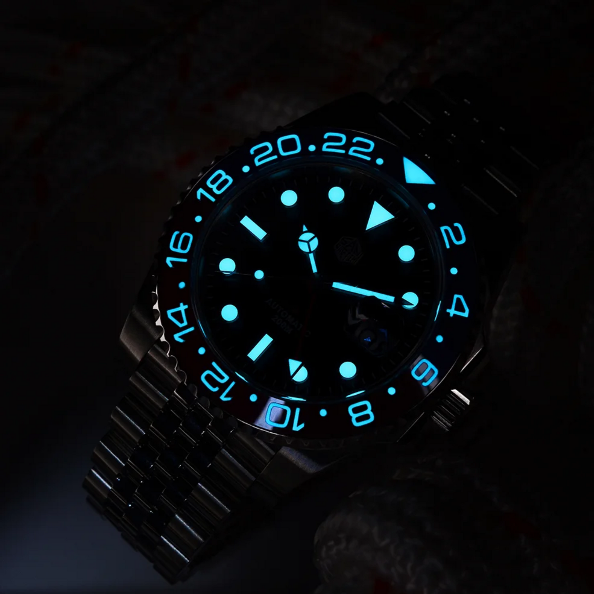San Martin GMT Luxury Men Watch SN015 - Blue Black san martin watches india online
