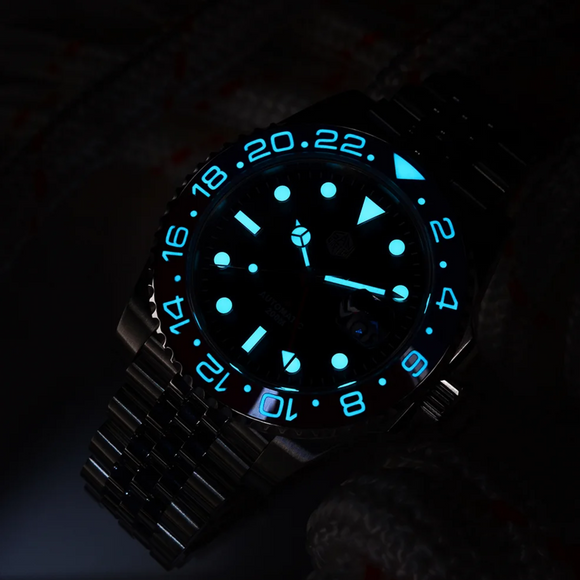 San Martin GMT Luxury Men Watch SN015 - Blue Black san martin watches india online