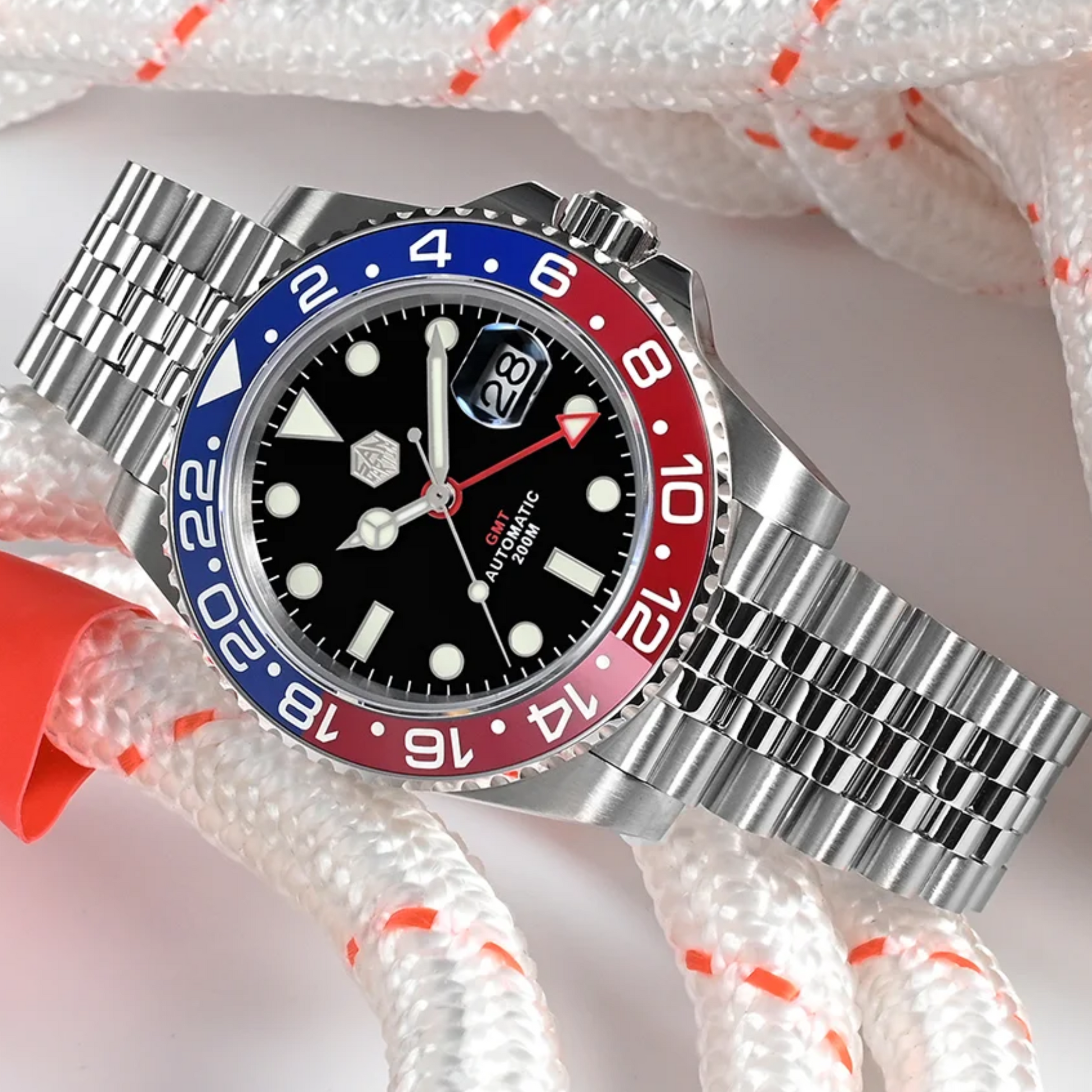 San Martin GMT Luxury Men Watch SN015 - Red Blue "Pepsi" san martin watches india online