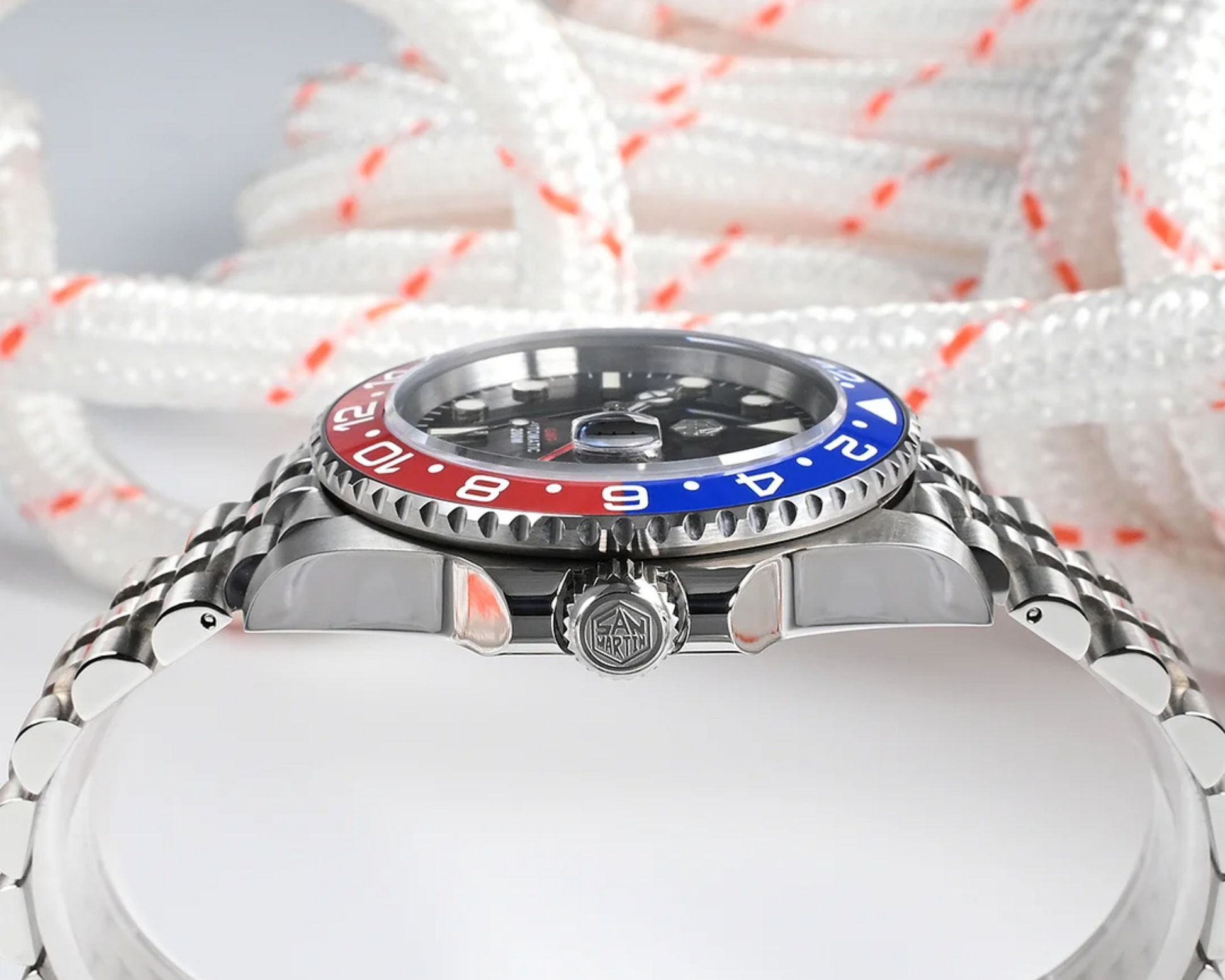 San Martin GMT Luxury Men Watch SN015 - Red Blue "Pepsi" san martin watches india online