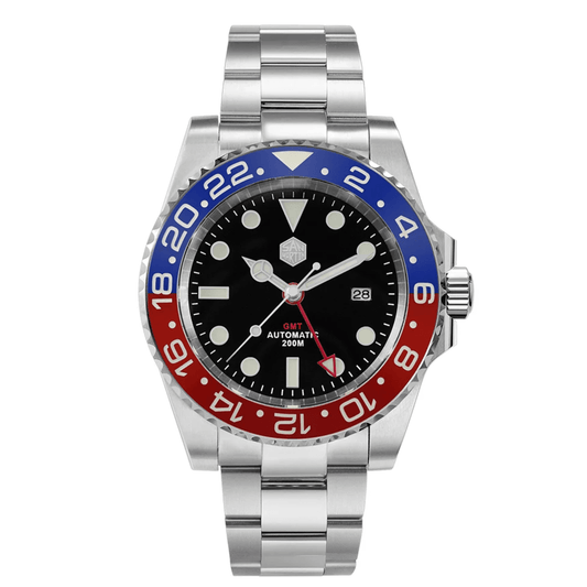 San Martin GMT Diver Luxury Mechanical Watch SN016 - Blue Red "Pepsi" san martin watches india online