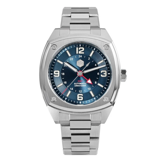 San Martin Mens Watch Original Design Square GMT SN026 - Blue san martin watches india online