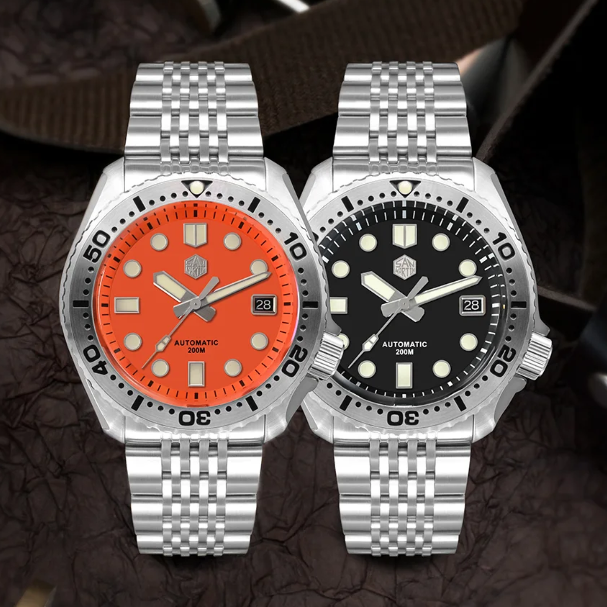 San Martin Abalone NH35 Men's Mechanical Watch SN046-G - Orange san martin watches india online