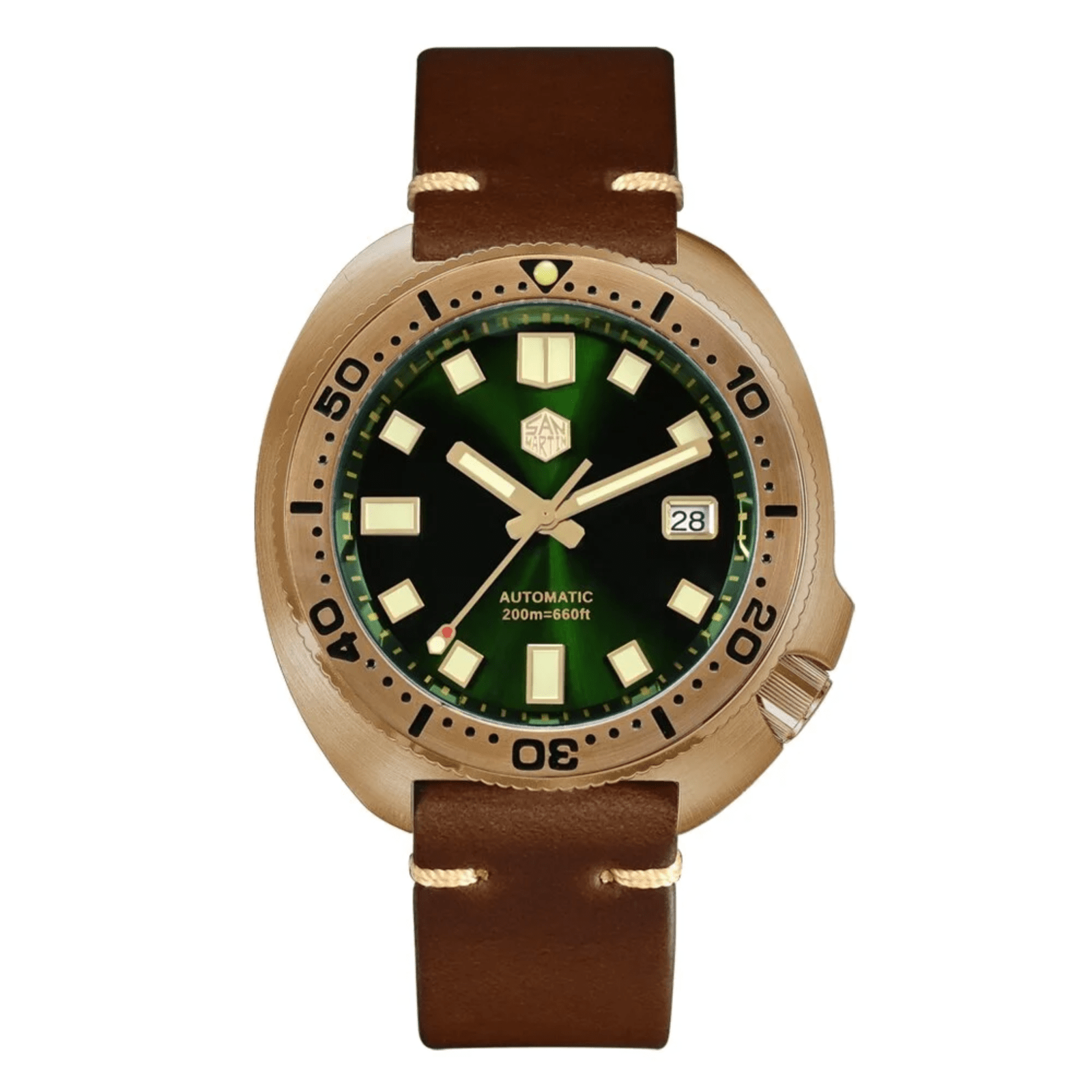 San Martin Bronze Captain Willard Turtle Watch SN047-V4 - Green san martin watches india online