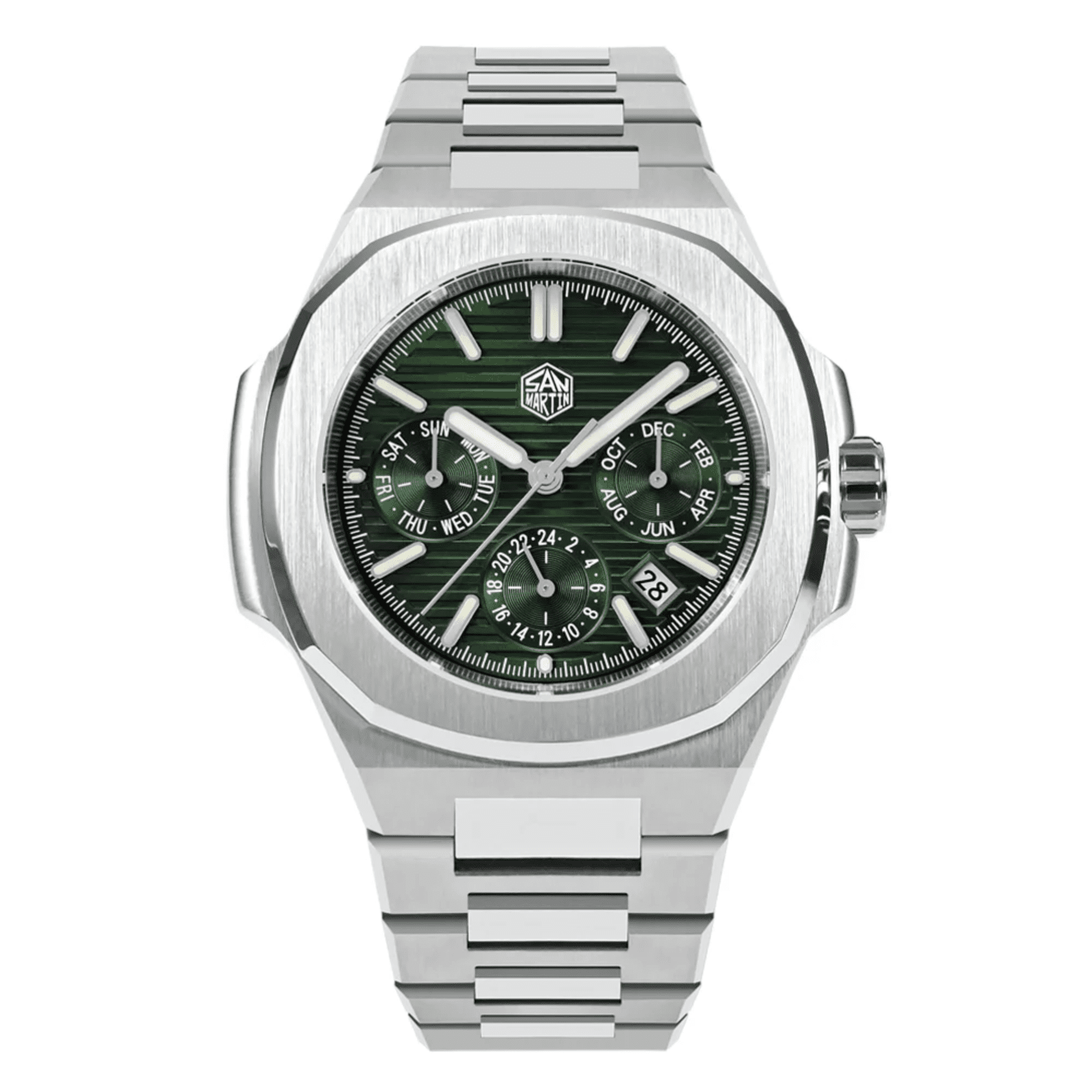 San Martin Multi-function Mens Luxury Watch 43mm Watch SN075GB- Green san martin watches india online